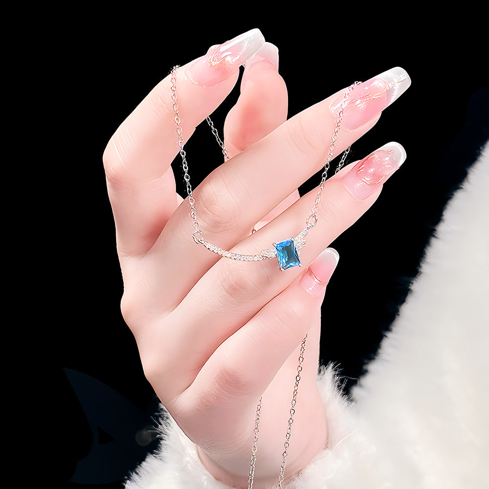 vakkv Summer Cube Sugar Necklace Princess Light Luxury Titanium Steel No Fading Clavicle Chain All-Match Necklace Ornament Wholesale