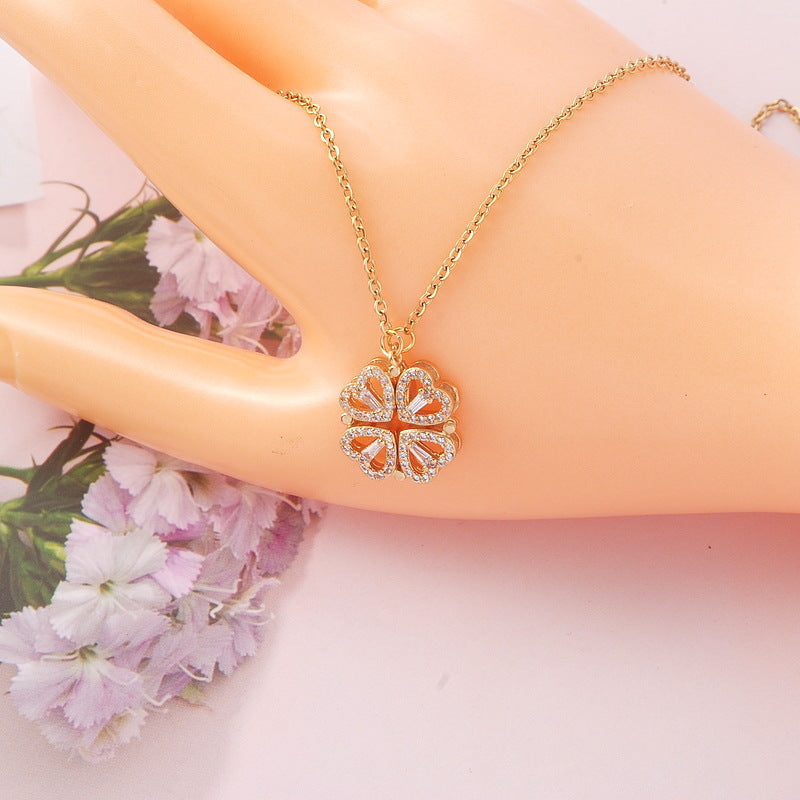 Titanium Steel No Fading Love Necklace Ins Popular Student Couple Refined and Simple Live Stall Ornament Cross-Border