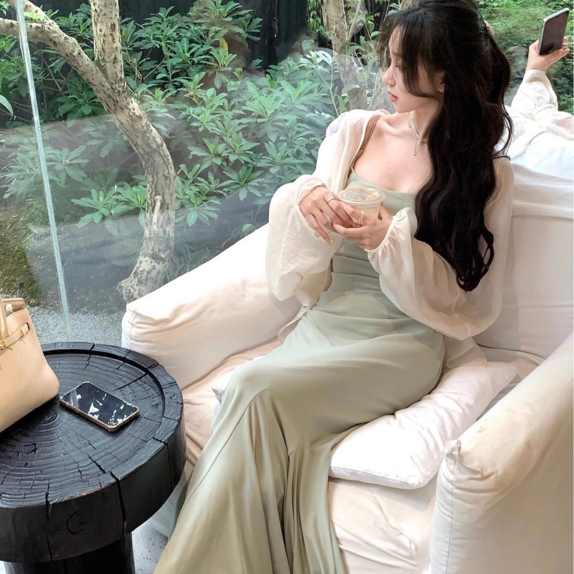 VAKKV 2025 PB242 early spring new knitted suspender dress popular female fishtail dress sexy niche skirt