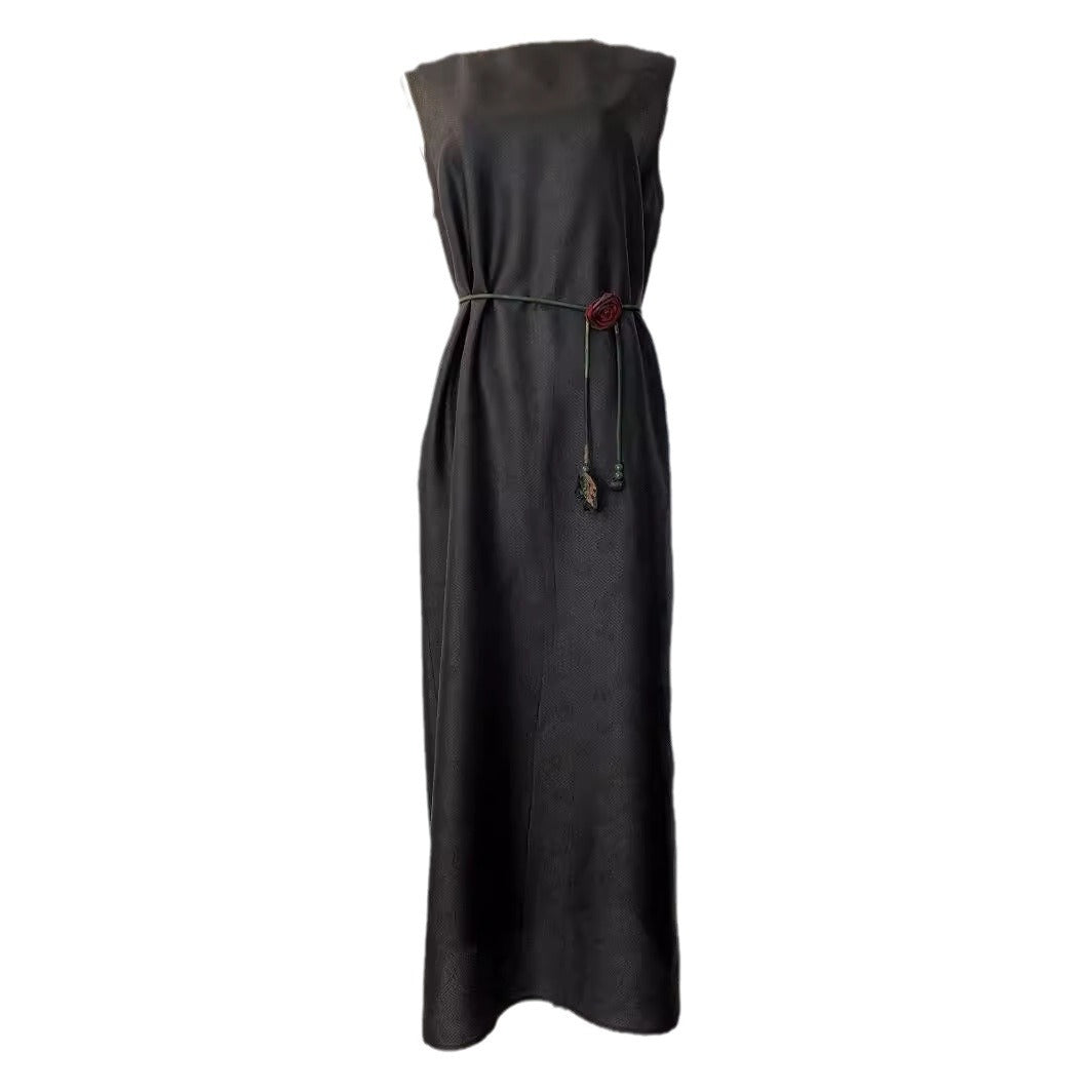 Shunde Xiangyun Sha One Shoulder Sleeveless Dress for Women's Spring/Summer New Product Commuting Style Evening Split Dress