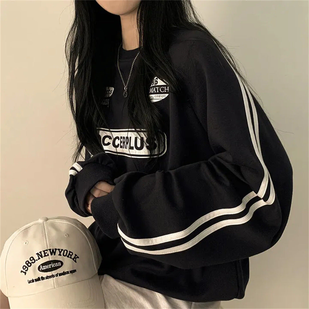 VAKKV Manufacturer 2025n lazy chic Korean version crew neck sweater women's autumn new Korean version loose bf versatile velvet jacket