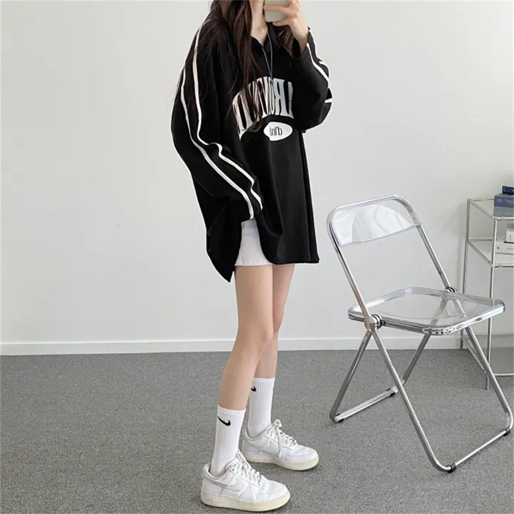 VAKKV Manufacturer 280 grams 2025n retro sweater women's spring and autumn Korean version containing cotton trendy brand loose polo lapel