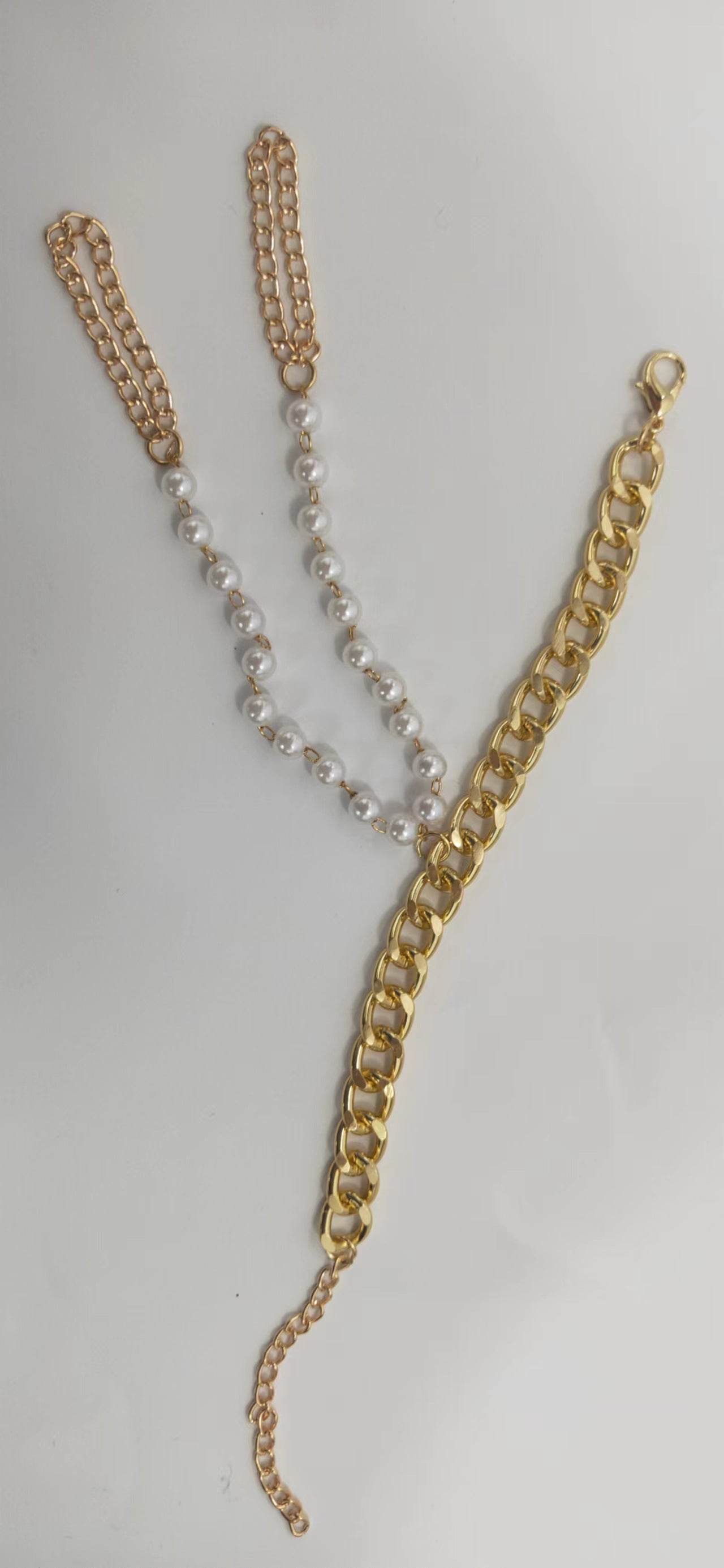 2025 MW3026 2025 Bracelet Hot Trade Simple Fashion Personality Pearl Chain Metal Chain Combination Bracelet Jewelry