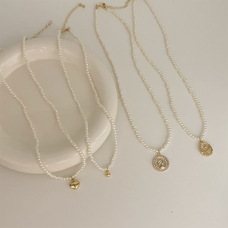 Ni Ni Same Style Pearl Necklace for Women Light Luxury Temperament High-Grade Clavicle Chain New Popular Niche Necklace