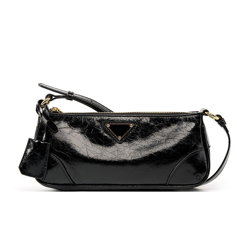 VAKKV 2025 The first layer of oil wax picofarad stick underarm bag women's popular new summer high-end niche design shoulder messenger bag