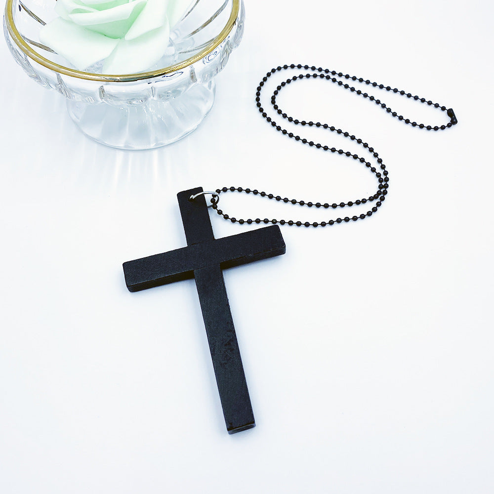 vakkv Hot Sale HOTan and NEWn Fashion Cross Necklace Wooden Simple All-Match Sweater Chain Accessories in Stock Wholesale