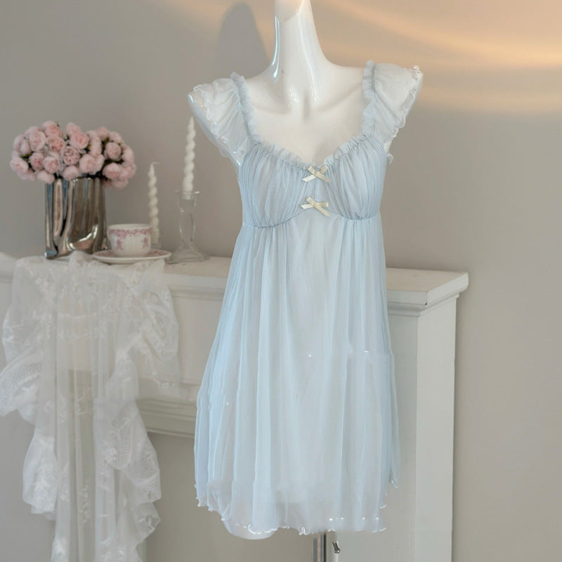 2025 Afternoon tea, princess nightdress with chest pad, sweet girl skin-friendly and comfortable pajamas, loungewear, fairy pure desire skirt