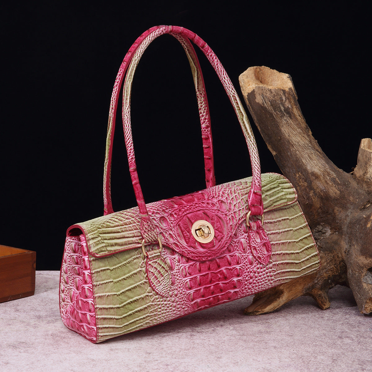 VAKKV Popularan, 2025n retro Middle East New independent station hand-held underarm bag method stick women's bag crocodile pattern Brahman