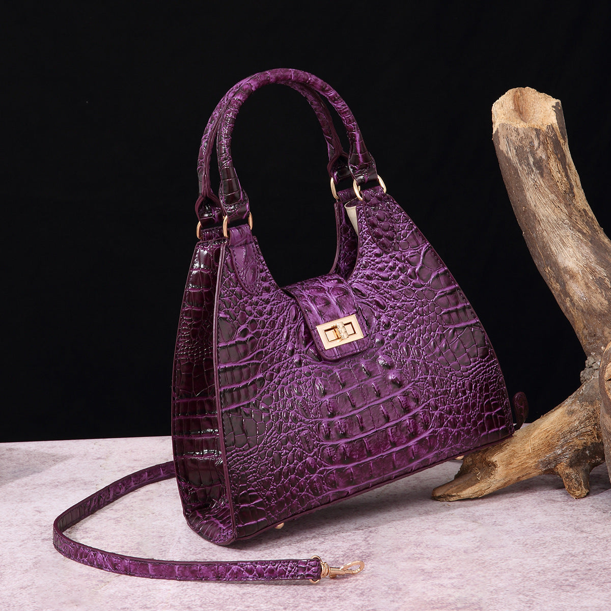 VAKKV Popularan, 2025n retro Middle East New independent station hand-held underarm bag method stick women's bag crocodile pattern Brahman
