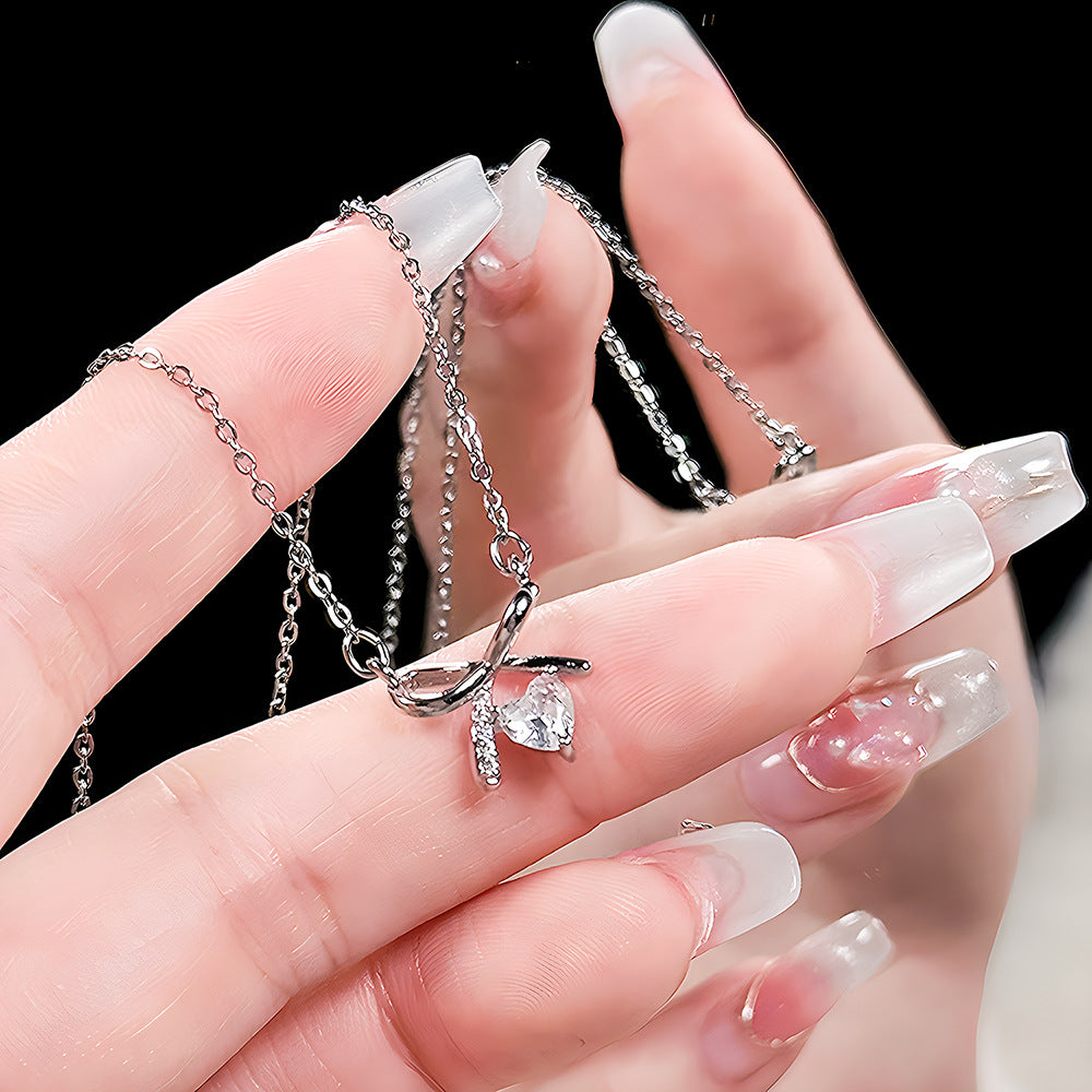 vakkv Summer Cube Sugar Necklace Princess Light Luxury Titanium Steel No Fading Clavicle Chain All-Match Necklace Ornament Wholesale