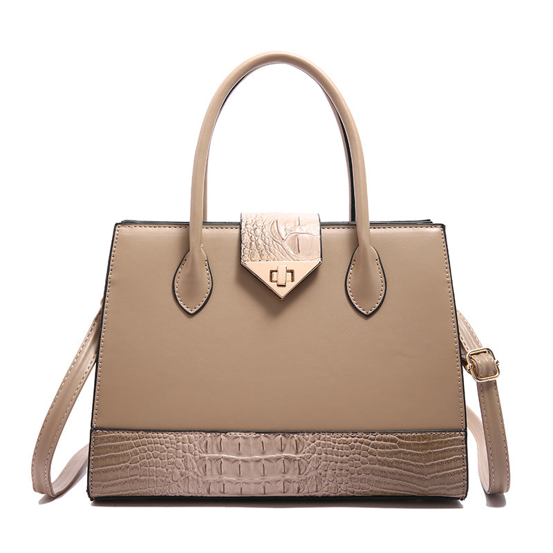 VAKKV 2025 Cross-border women's bag popular new fashion crocodile pattern splicing handbag texture large capacity single shoulder oblique span tote bag