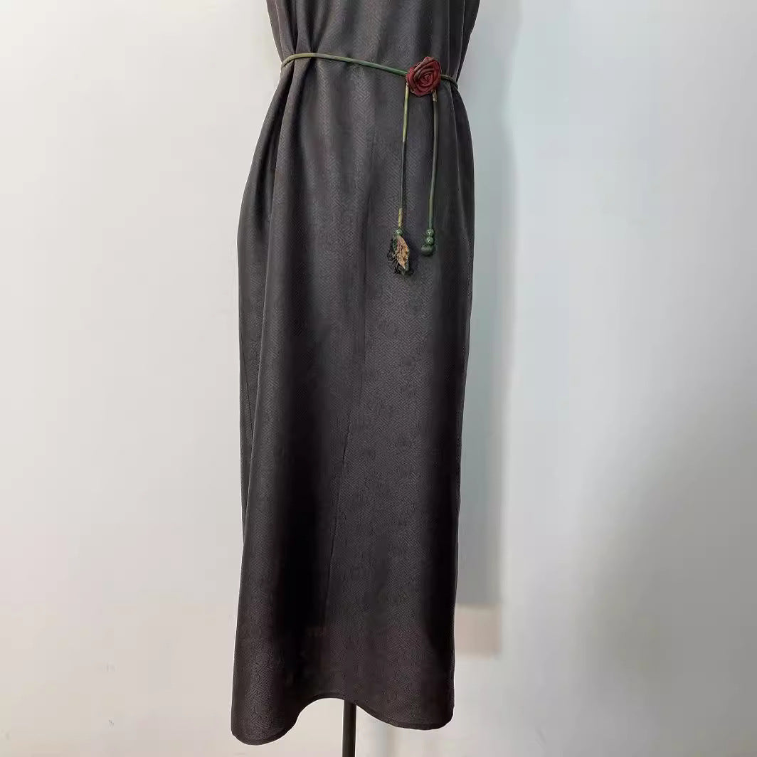 Shunde Xiangyun Sha One Shoulder Sleeveless Dress for Women's Spring/Summer New Product Commuting Style Evening Split Dress