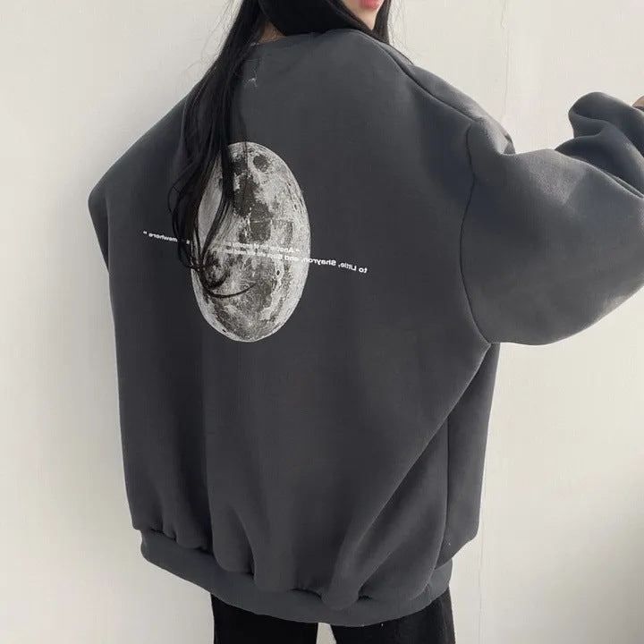 VAKKV Manufacturer Korean version of heavy sweater women's popular new loose round neck white lazy chic 2025n moon plus size