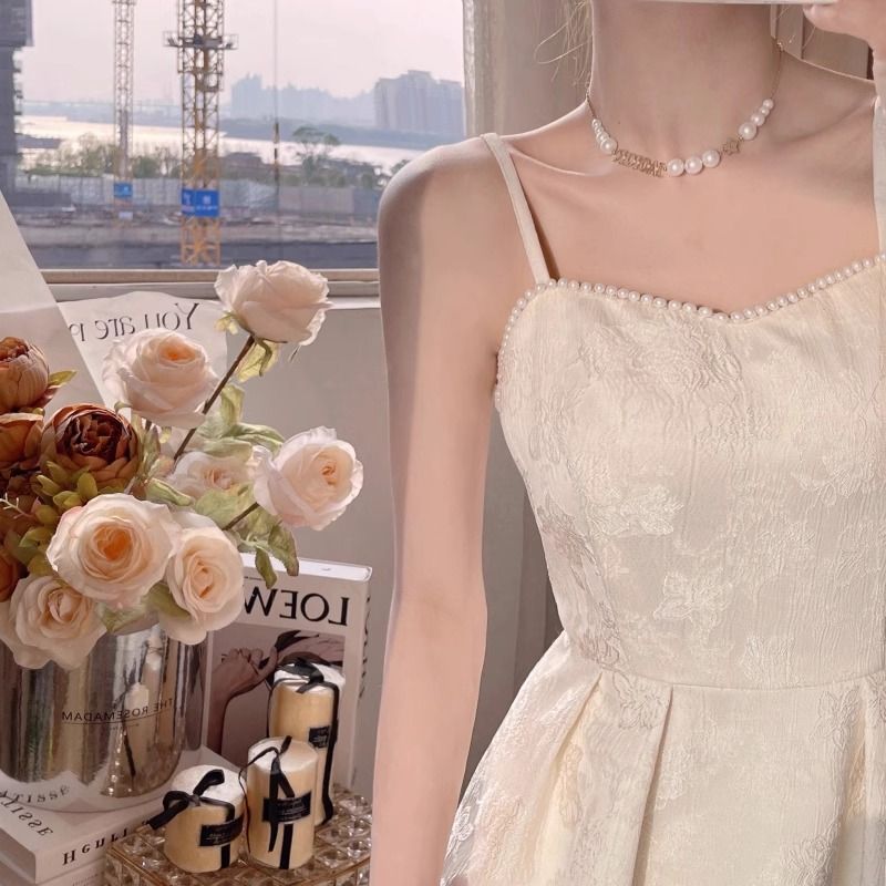 VAKKV New Chinese Style Dress National Style Suit Spring and Summer New Retro Improved Cheongsam Fairy Suspender Skirt Two-Piece Set