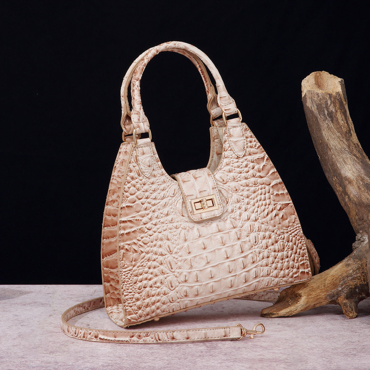 VAKKV Popularan, 2025n retro Middle East New independent station hand-held underarm bag method stick women's bag crocodile pattern Brahman