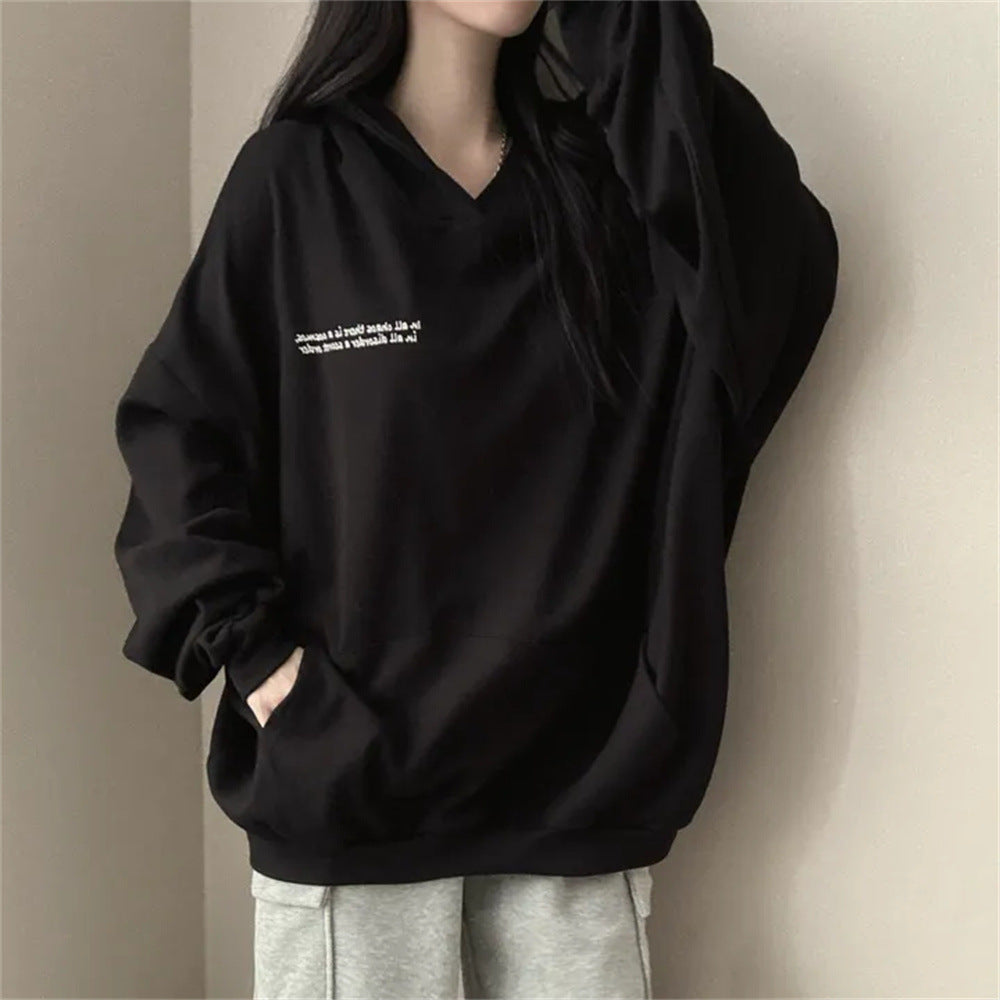 VAKKV Manufacturer popular new velvet oversize small Japanese Korean version hooded sweater women's autumn and winter public tide brand printing
