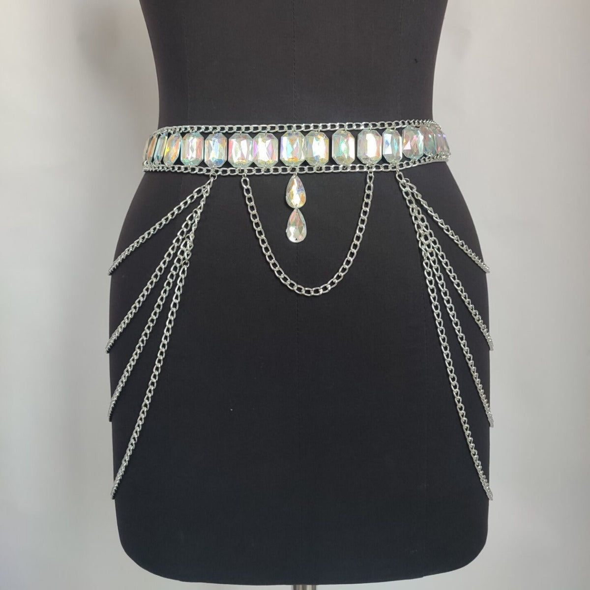 2025 MW3108 2025 waist chain crystal large gemstone inlaid with wavy tassel side pendulum chain waist chain waist decoration