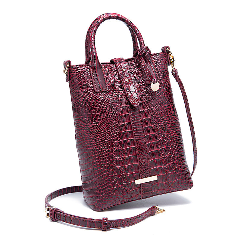 VAKKV New Popularan, 2025n and Middle Eastern New independent station portable messenger retro women's bag multi-color concave and convex crocodile pattern