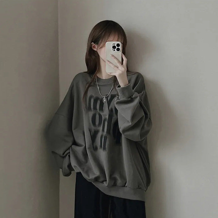 VAKKV Manufacturer's velvet heavy round neck thin gray plus size long-sleeved top and sweater women's new models in autumn and winter popular