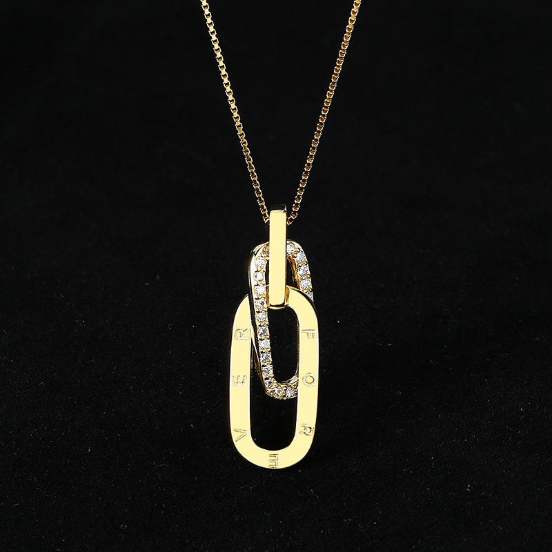 S925 Sterling Silver Interlocking Letter Necklace Fashion Commuter Clavicle Chain 520 Valentine's Day Gift Factory Direct Sales