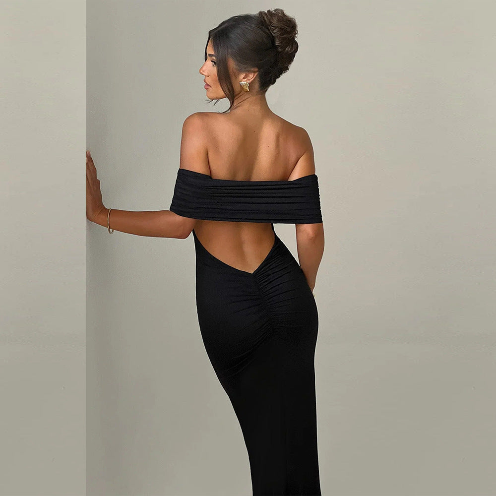 2025 New Popular trade popular summer new tube top dress backless solid color sexy fashion slim dress