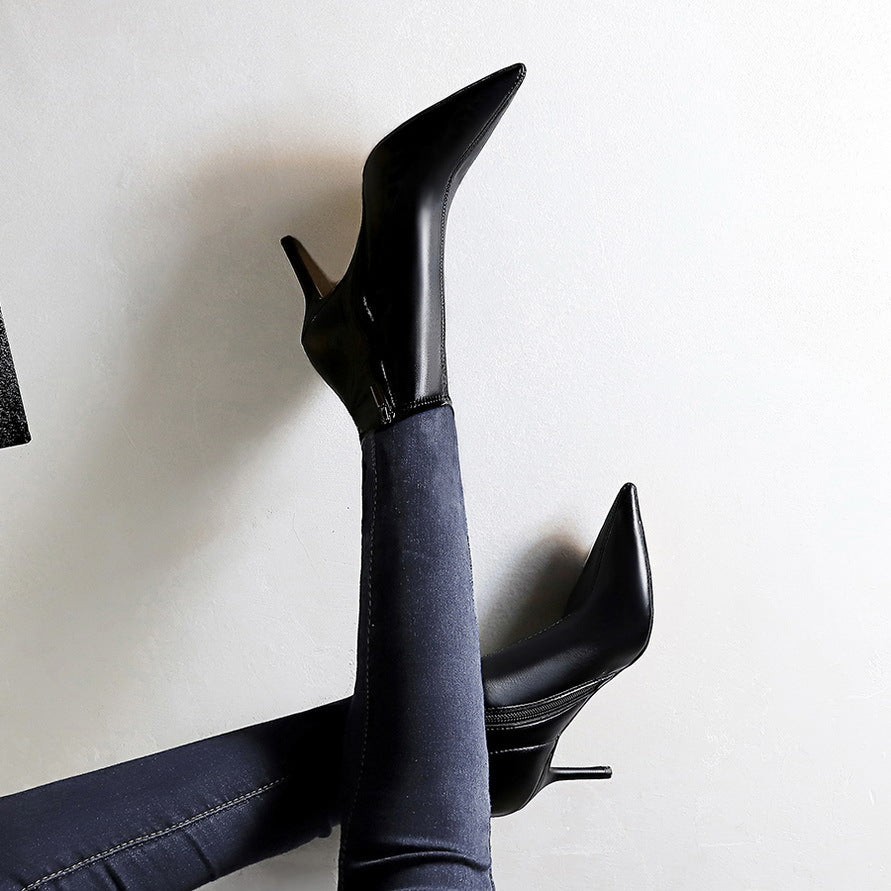 2025 8888-2 style fashion simple thin boots thin heel high heel pointed sexy nightclub thin short boots and bare boots