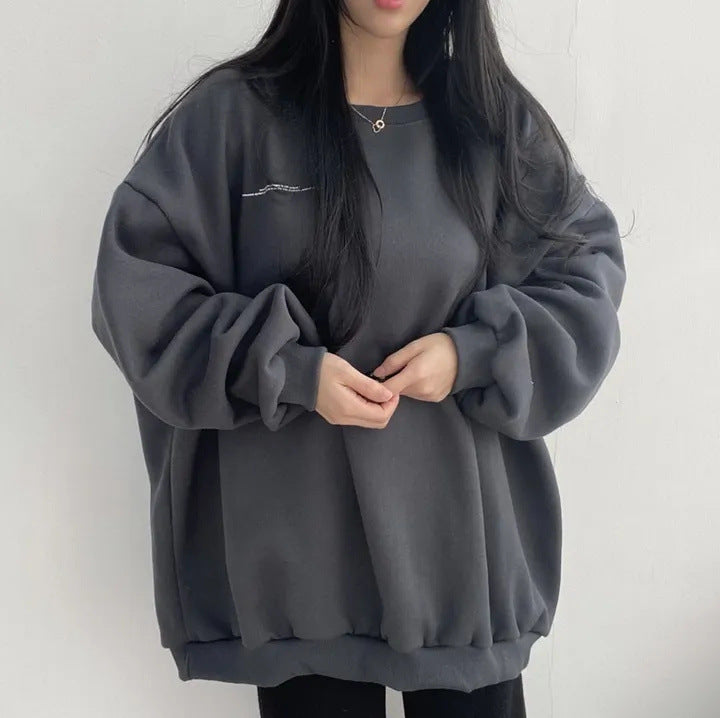 VAKKV Manufacturer Korean version of heavy sweater women's popular new loose round neck white lazy chic 2025n moon plus size