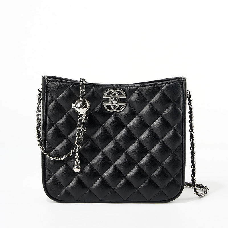 VAKKV 2025 Strictly select the new commuter chain bag, bucket bag, small square bag, genuine leather, small fragrant shoulder bag, high-end women's bag, crossbody.