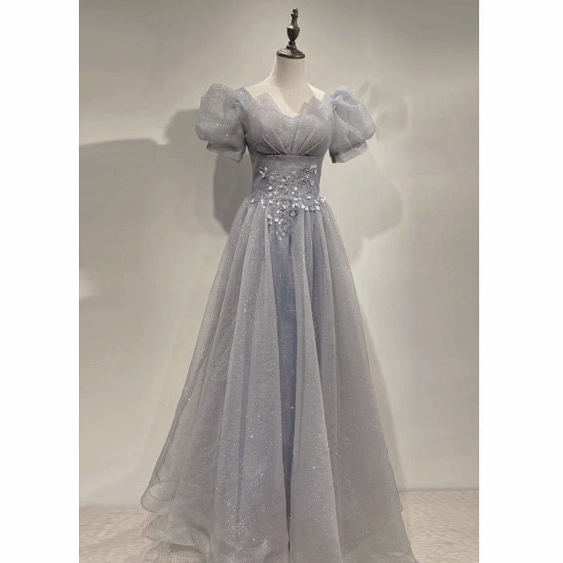 VAKKV Evening Dress Women's High-End Art Exam Host Graduation Adult Ceremony Light Luxury Minority Bridesmaid Dress High-End Engagement Dress
