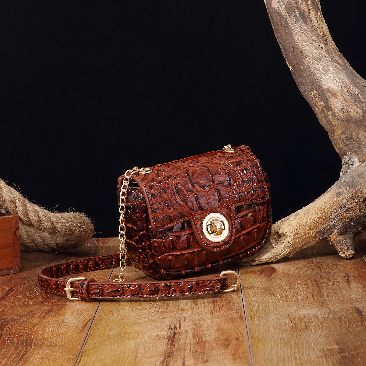 VAKKV Popular, 2025, New Middle East for New Crossbody One Shoulder Retro Women's Bag Multi-colored Crocodile Pattern Brahman