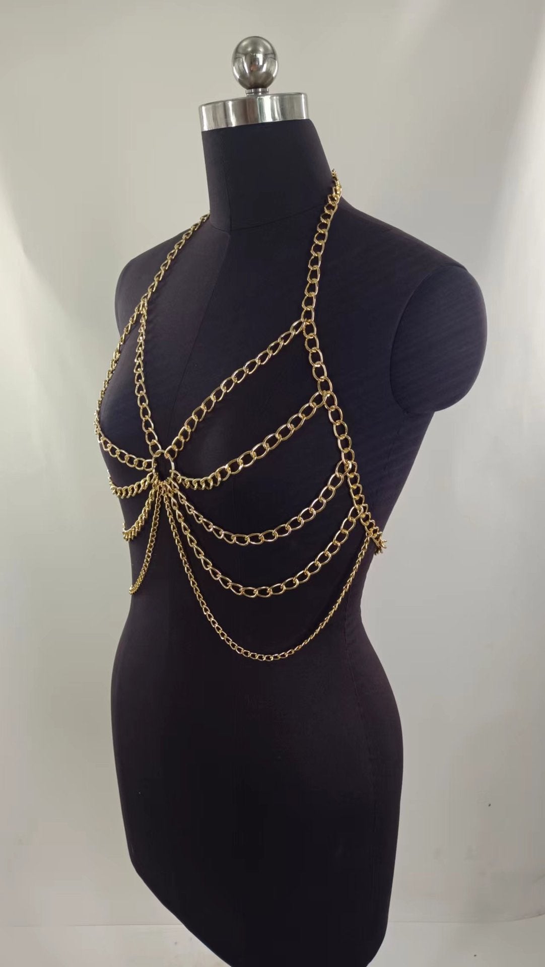 2025 MW3169 2025 vest sexy small ring metal chain connected neck halter top small vest body chain