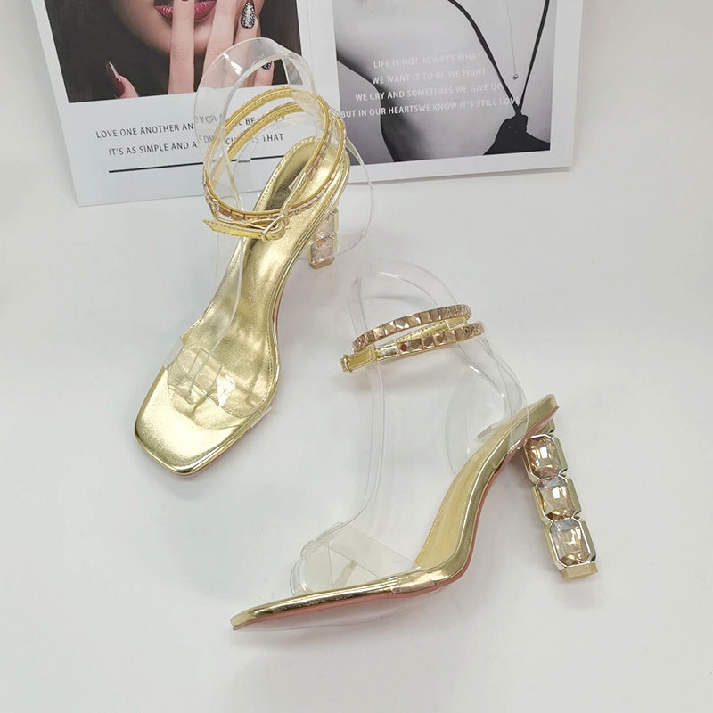 Foreign Trade Cross-Border plus Size Sandals for Women Summer New Fashion HOTan and NEWn Style Outer Wear Stiletto Heel Genuine Leather Sandals High Heel
