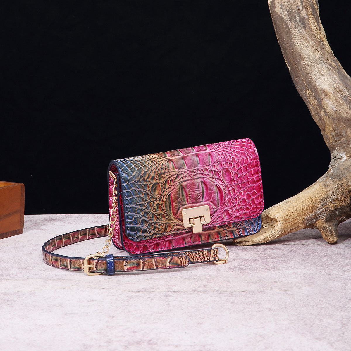 VAKKV Popular, 2025, New Middle East for New Crossbody One Shoulder Retro Women's Bag Multi-colored Crocodile Pattern Brahman