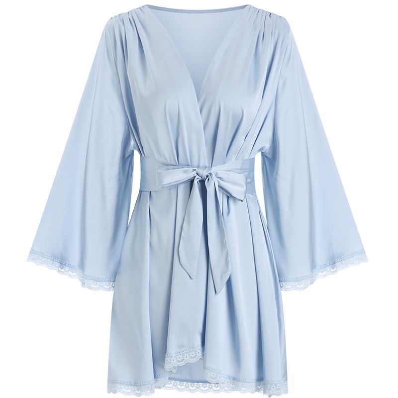 2025 Sexy suspender nightgown women's spring and autumn models solid color lace lace high-end private pajamas two-piece trendy