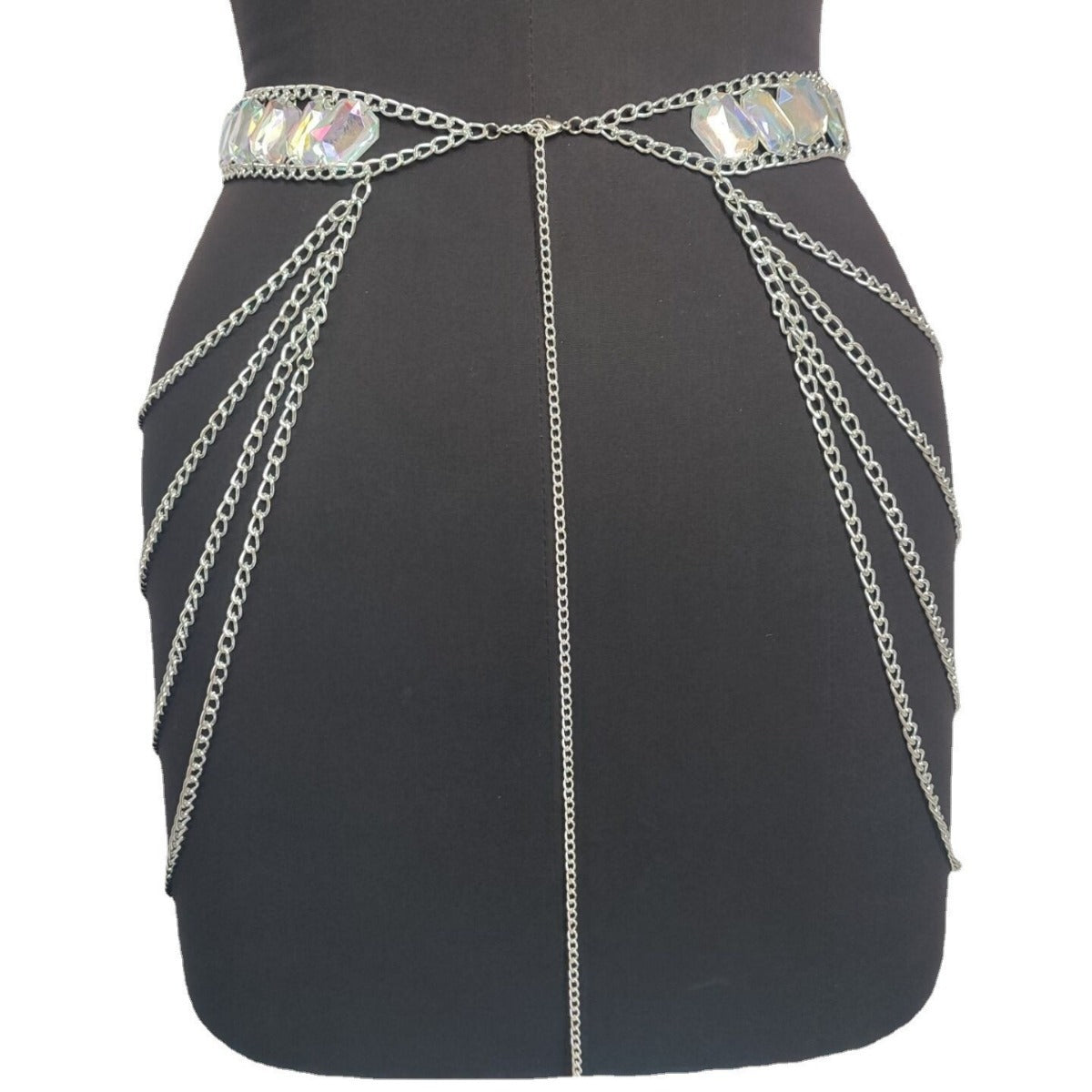2025 MW3108 2025 waist chain crystal large gemstone inlaid with wavy tassel side pendulum chain waist chain waist decoration