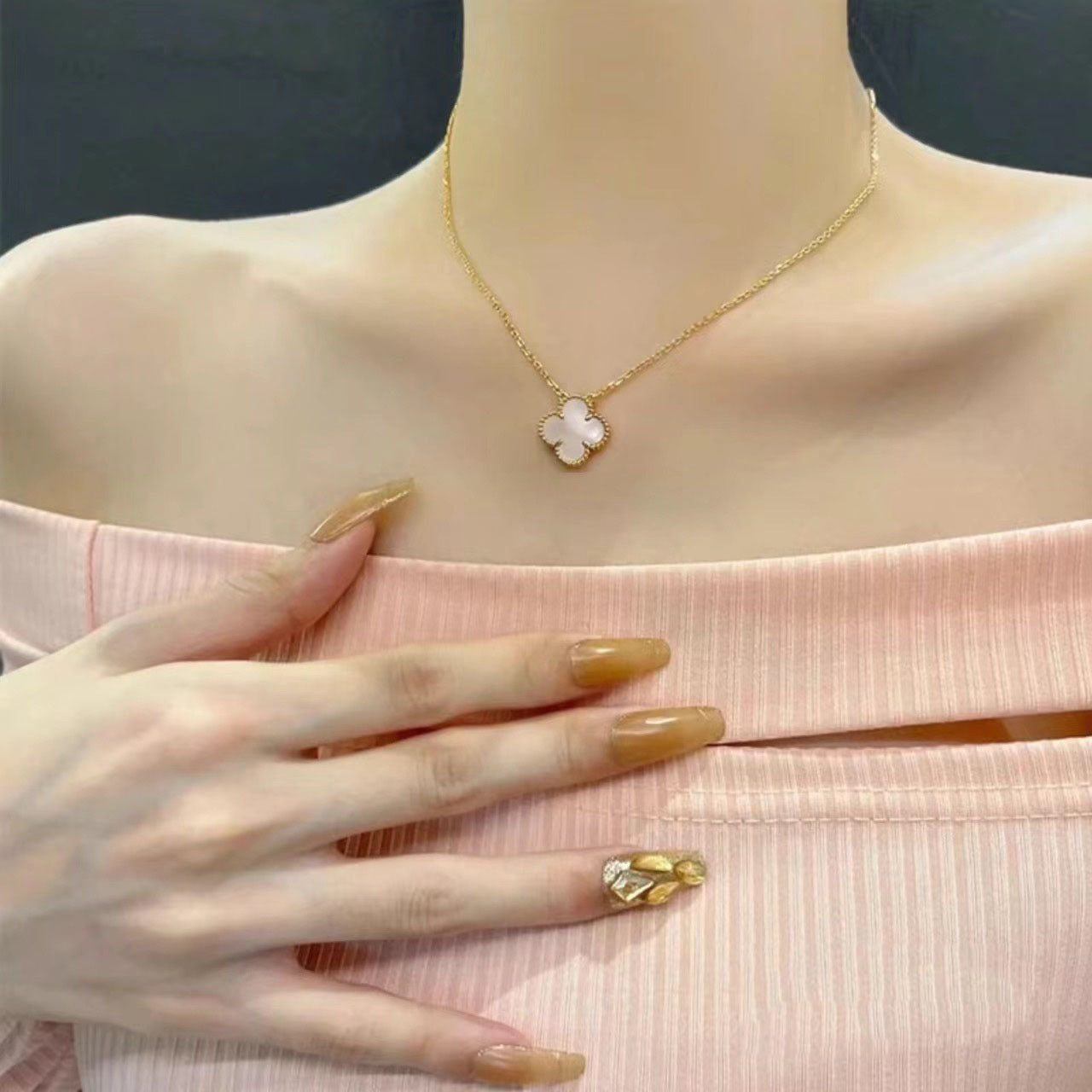 vakkv NOVEMBER'S High Version Clover 15mm Necklace Clover Single Flower Necklace Suit Pork Belly Seven Flowers Ten Flower Necklace Necklace