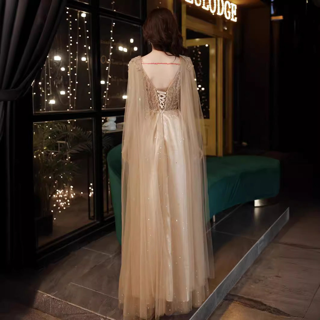 VSKKV Banquet Evening Dress for Women New Spring Elegant Graceful Party Long Art Exam Slimming Evening Dress High-End