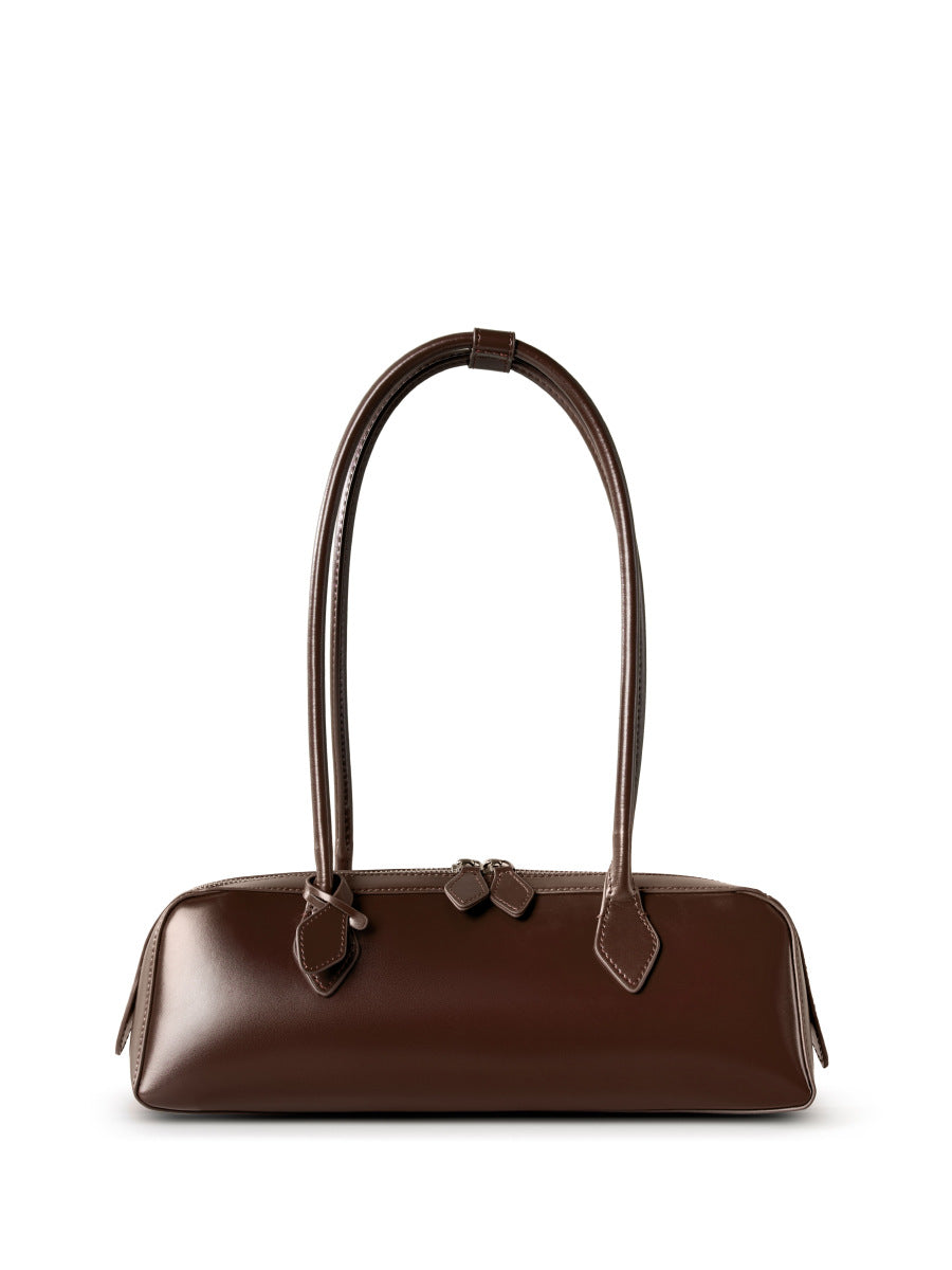 2025 niche design armpit bag large capacity versatile long baguette women's bag commuter cowhide handbag