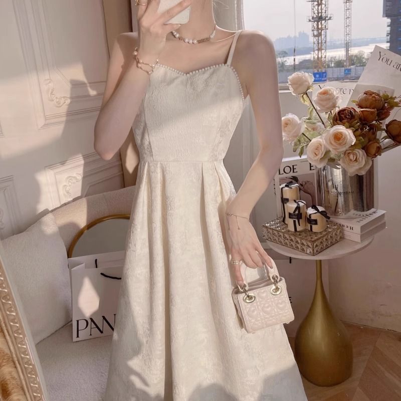 VAKKV New Chinese Style Dress National Style Suit Spring and Summer New Retro Improved Cheongsam Fairy Suspender Skirt Two-Piece Set