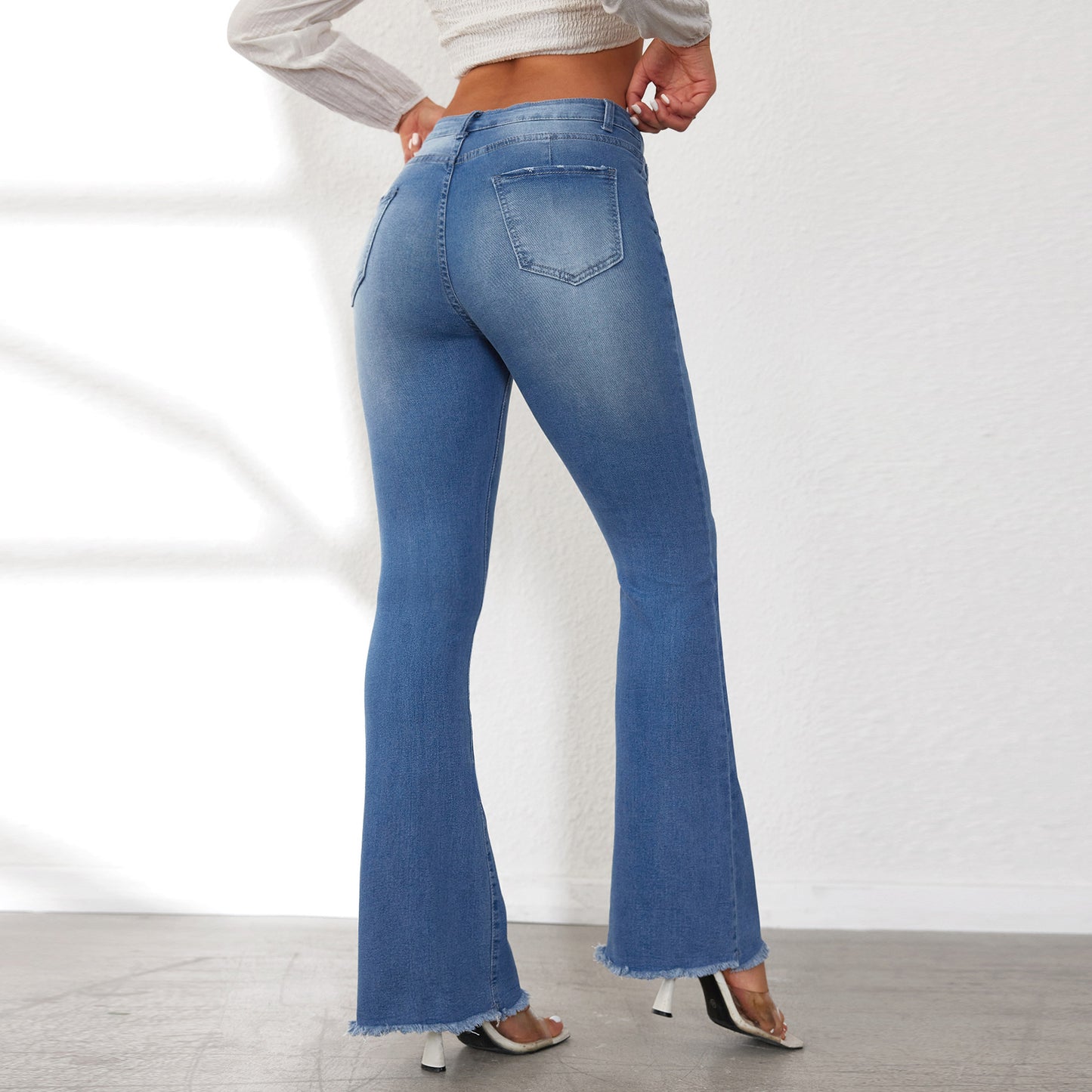VAKKV Factory direct sales popular 2025 New Popular trade high waist ripped jeans women's temperament slim trousers
