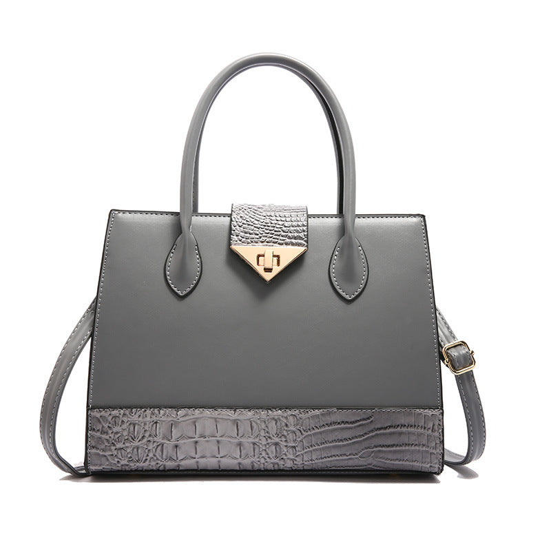 VAKKV 2025 Cross-border women's bag popular new fashion crocodile pattern splicing handbag texture large capacity single shoulder oblique span tote bag
