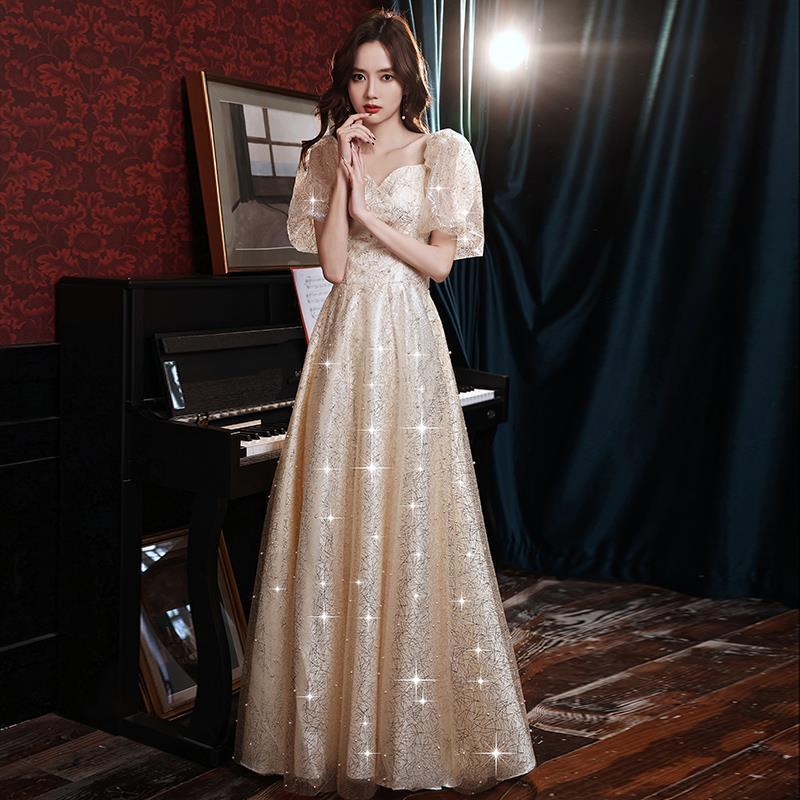 Evening Dress Dress for Women 2024 New High end Immortal Adult Style Banquet Light Luxury and Small Group Bridesmaids Champagne Students