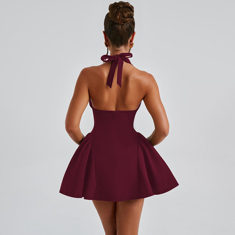 VAKKV 2025 popular autumn and winter new style New women's clothing sexy deep V neck strap solid color sleeveless slim dress