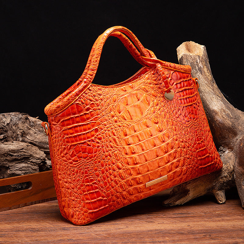 VAKKV New 2025 New independent station portable messenger retro women's bag multi-color three-dimensional concave and convex crocodile pattern