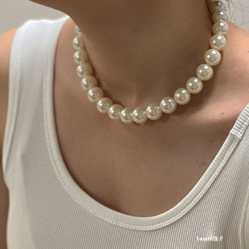 Ni Ni Same Style Pearl Necklace for Women Light Luxury Temperament High-Grade Clavicle Chain New Popular Niche Necklace