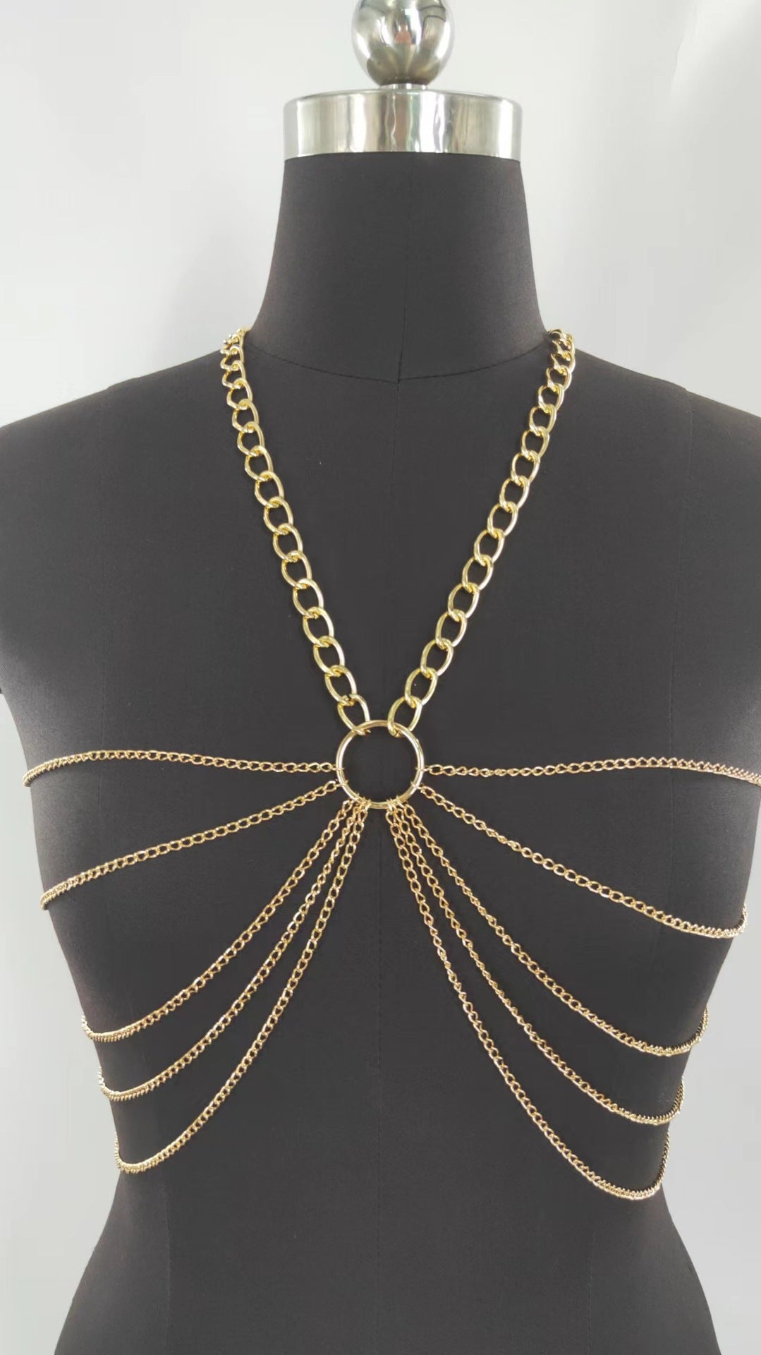 2025 MW3051 2025 vest fashion small ring connected with multiple fringed chains neck top small vest body chain