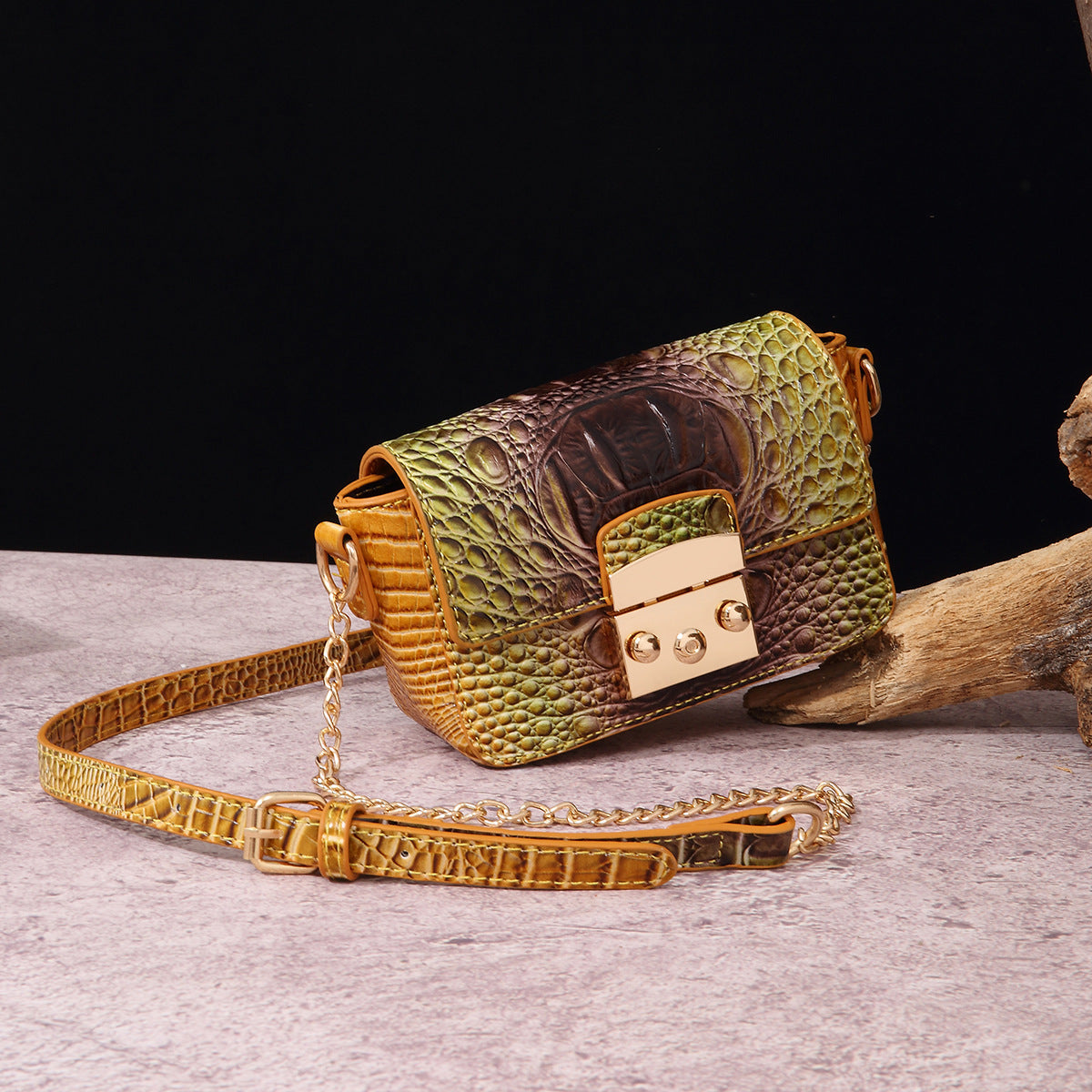 VAKKV Popular, 2025 and the Middle East for New independent station crossbody shoulder retro women's bag multi-colored crocodile pattern Brahman