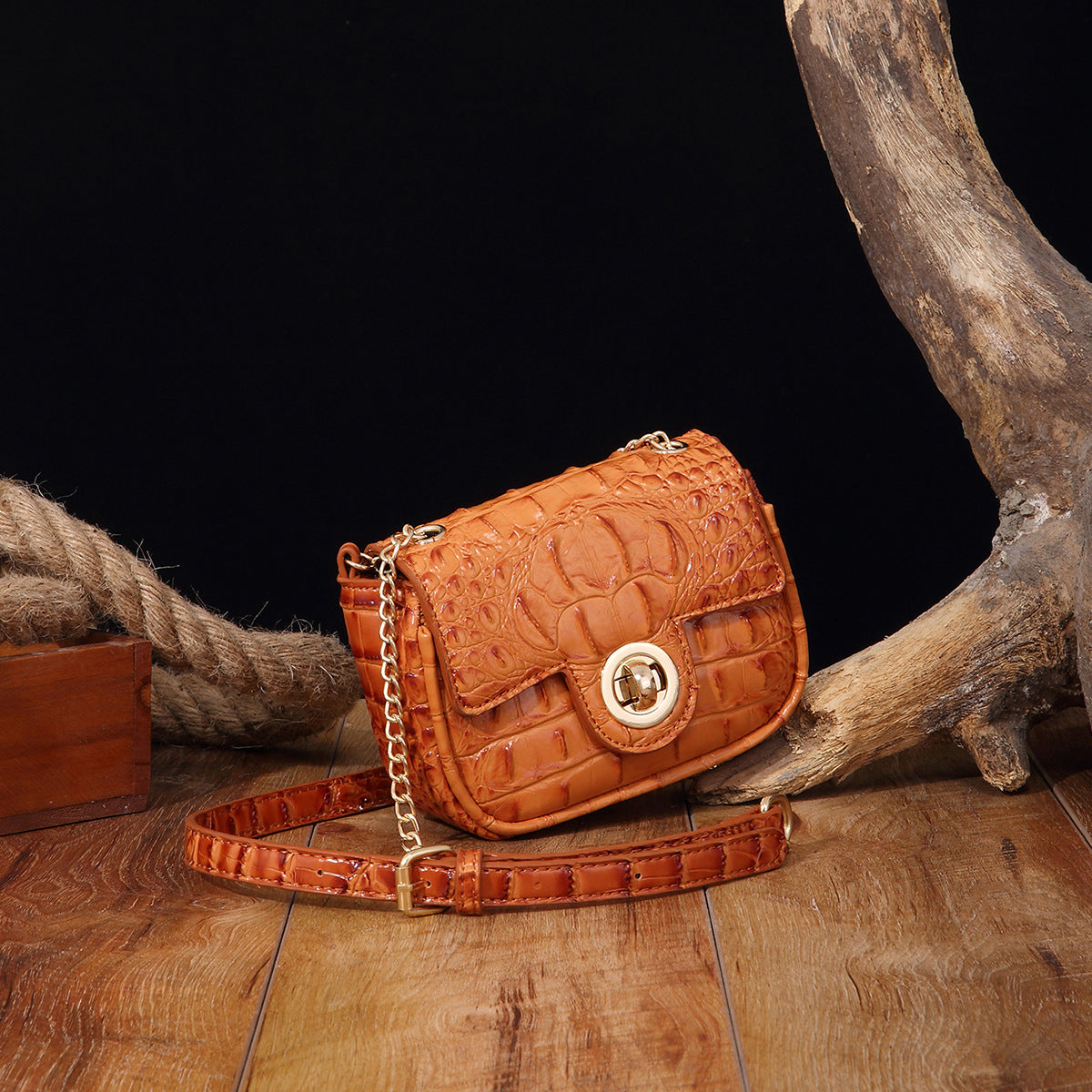 VAKKV Popular, 2025, New Middle East for New Crossbody One Shoulder Retro Women's Bag Multi-colored Crocodile Pattern Brahman