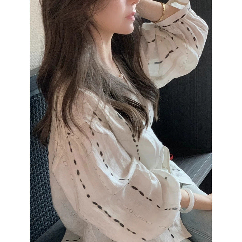 Shirt women's summer new sunscreen unique and beautiful shirt is popular this year cotton and linen high-end long-sleeved sunscreen chiffon shirt