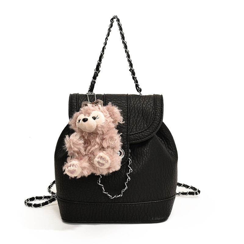 VAKKV 2025 Chain backpack women's fashion niche design popular new street trend Korean version of leisure bucket travel backpack